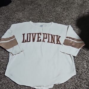 Love Pink Womens Shirt - White and Gold